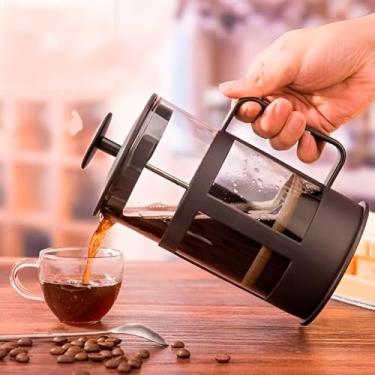 Imagem de Prensa Francesa para Café e Chá, Vidro e Aço Inox, 350ml, Preta, Filtro Permanente, 16cm x 10cm