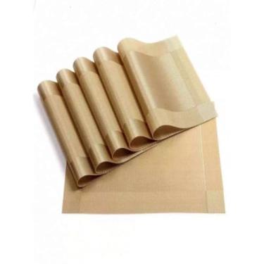 Imagem de Kit 6 Peças Jogo Americano de Mesa Antiderrapante para Jantar Almoço e Café – Resistente e Fácil de Limpar (Dourado)