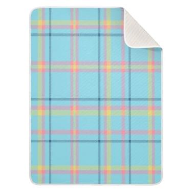 Imagem de Qilmy Cobertor de bebê de malha pastel 76 x 101 cm, cobertor infantil de algodão macio para meninos e meninas, cobertor infantil leve e quente para berço, carrinho de bebê, soneca, recém-nascido