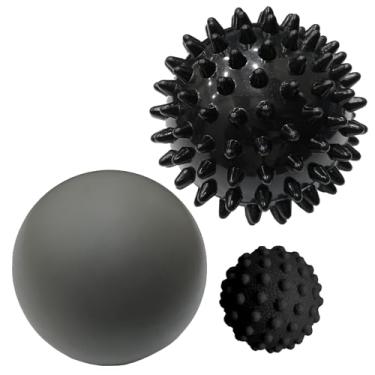 Imagem de 3 bolas de lacrosse de massagem firme para liberação miofascial, nós musculares, terapia de ponto de gatilho, massagem profunda de ioga, alívio da dor da fascite plantar, bola massageadora de dor