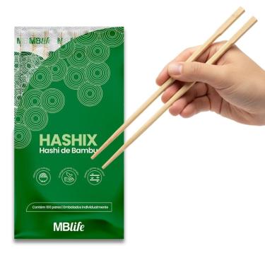 Imagem de 100 Pares de Hashi Descartável Bambu Biodegradável Para Sushi Sashimi Medix