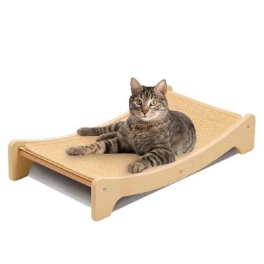 Imagem de PETKARAY Tábua de arranhar sisal para gatos, arranhador de sisal curvado para gatos, grande almofada para arranhar gatinhos para uso interno, cama de arco resistente para gatinhos