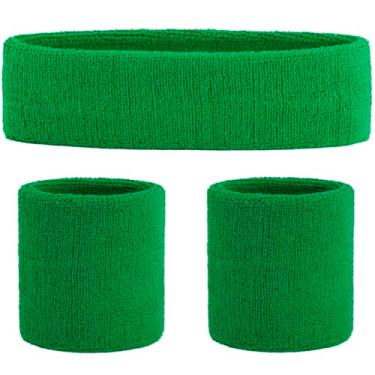 Imagem de FACATH Conjunto de faixas de suor, faixa de cabeça e pulso, faixa de suor de algodão para homens e mulheres atléticos, faixas esportivas para malhar, correr, basquete, tênis, ioga