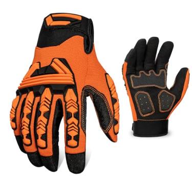 Imagem de RIGWARL Luvas De Impacto Para Homens E Mulheres Com Protetor Tpr, Antivibração, Trabalho Pesado, Aderência Firme, Resistente Ao Desgaste, Mecânica, Jardinagem, Construção, Armazém