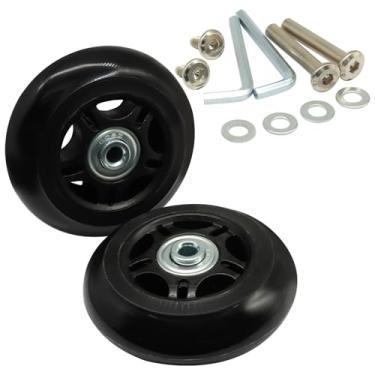 Imagem de Hordion 2 peças de substituição de rodas de bagagem, kits de reparo de roda de borracha preta de 75 x 24 mm, peças de reposição para bolsa de trole, placa de rodízio de skate em linha