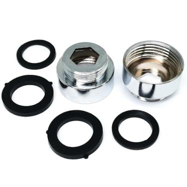 Imagem de 2 conjuntos G3/4 polegadas rosca fêmea para M22 rosca macho torneira kit adaptador de mangueira de água, adaptador aerador de latão para pia de cozinha (prata)