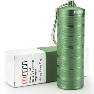 Imagem de Organizador semanal de comprimidos de metal para viagens ao ar livre, alumínio, impermeável, à prova de choque e tem compartimentos grandes para armazenar vitaminas, óleo de peixe, pílulas de