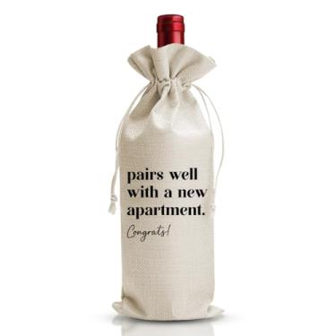 Imagem de DOI-LANEE Bolsa de vinho de inauguração de casa para mulheres, nova bolsa de presentes de dono de casa para vizinhos, presente de corretor de imóveis para cliente, inauguração de casa, presentes de