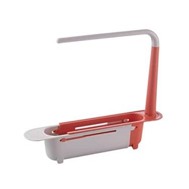 Imagem de Suporte para pia da cozinha prateleira de drenagem retrátil porta- toalha prato multifuncional organizador espuma casa e