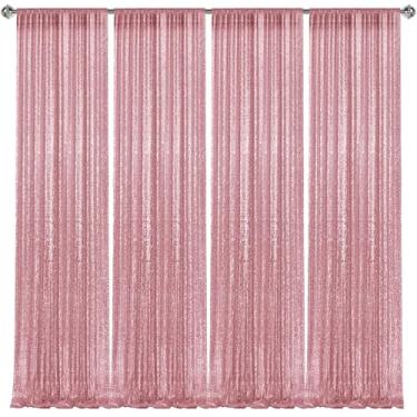 Imagem de 2 × 2,5 m - 4 peças de painéis de cortinas de lantejoulas rosa claro, cenário fotográfico com glitter, fundo de tecido para decoração de festa de casamento de Natal