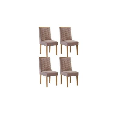 Imagem de Kit 4 Cadeiras de Cozinha Maldivas 4 Un Madeira Capuccino/Linho Capuccino - Rufato
