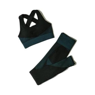 Imagem de Conjunto De Yoga Sem Costura Para Mulheres 2/3 Peças Com Top Cropped D