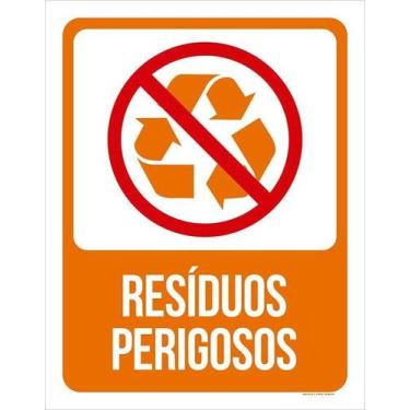 Imagem de Kit 10 Placa Acm Lixo Laranja Resíduos Perigosos 18X23 - Sinalizo
