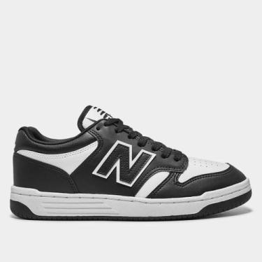 Imagem de Tênis New Balance 480 Low Masculino, Preto, Branco, 38
