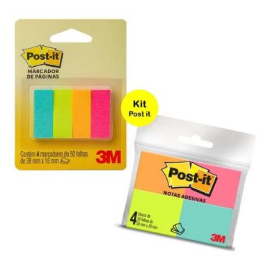Imagem de Kit Marcadores de Página Post it 8 blocos Neon 400fls Colorido para Li