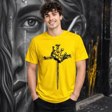 Imagem de Camiseta Unissex Coroa e Cravos Estampa Minimalista Casual Confortável