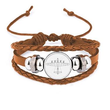 Imagem de un brand Pulseira moderna de couro Art Deco militar Plane Line