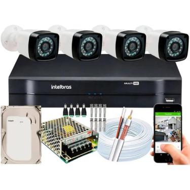 Imagem de Kit Cftv 4 Câmeras De Segurança Hd Digital Dvr Intelbras Full Hd 4Ch M