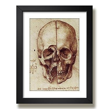 Imagem de Quadro Leonardo Da Vinci Cranio Seccionado Anatomia Humana Decoracao Hospital Medicina Clinica Medica Moldura e Paspatur