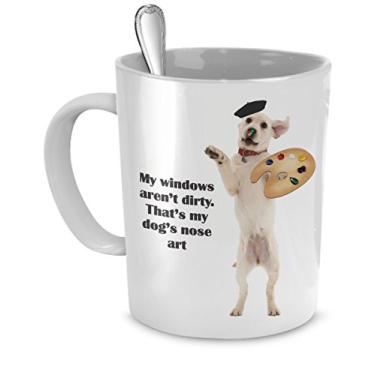 Imagem de Caneca de arte de nariz de cachorro - My Windows Arn't Dirty That's My Dog Nose Art - Presentes divertidos para cães - Presentes para amantes de cães