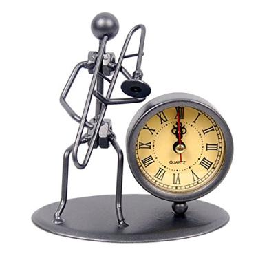 Imagem de Relógio estilo ocidental, boneco de arte de ferro para decoração de mesa de escritório em casa, C66 Trombone