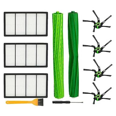 Imagem de 10 peças de acessórios para aspirador de pó escova lateral de rolo de escova de substituição de filtro hepa para iRobot