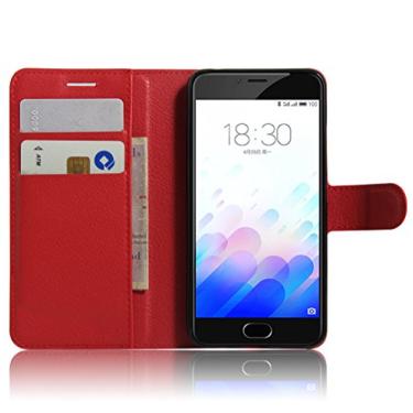 Imagem de Capa carteira MEIZU M3/M3S, capa carteira flip de couro PU premium com compartimento para cartão, suporte e fecho magnético [capa interior à prova de choque de TPU] Compatível com MEIZU M3/M3S