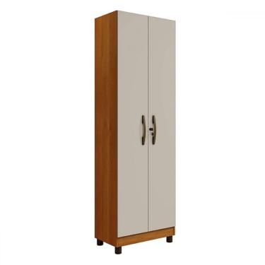 Imagem de Armário Multiuso Ibiza 2 Portas 5 Prateleiras com Chave Cinamomo/Off White - Panorama Móveis