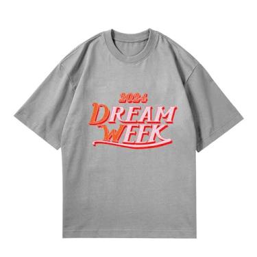 Imagem de Camiseta Txt Dream Week-5th K-pop 2024, camisetas soltas unissex com suporte superior, camisetas estampadas de algodão, Cinza, XXG