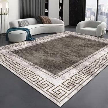 Imagem de Moderno high-end sala de estar tapete luxo cinza decoração para casa quarto grande área tapetes elástico lavável porta, flanela, 7,200x250cm 78.7x98in