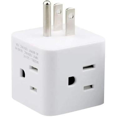 Imagem de USA Power Cube Wall 4 vias (4 tomadas) tomada de alimentação elétrica de CA, adaptador de aterramento para escritório em casa, cozinha (tomada dos EUA. 3 pinos (3 pinos com terra)