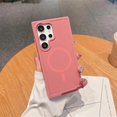 Imagem de Capa para Samsung Galaxy S24 Plus Ultra Proteção Carregamento sem fio Candy Color Frosted Bumper Cover, rosa escuro, para S24Ultra