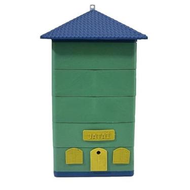 Imagem de Caixa de Abelhas INPA 5 Módulos 12x12 Com Suporte em Alumínio e Isopor (Verde)