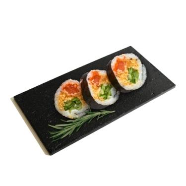 Imagem de Bandeja de servir retangular preta pequena de 36 quilates | Conjunto de mini pratos de plástico para mesa de sobremesa | Pratos descartáveis de louça preta | Travessa de servir para mini sobremesa e