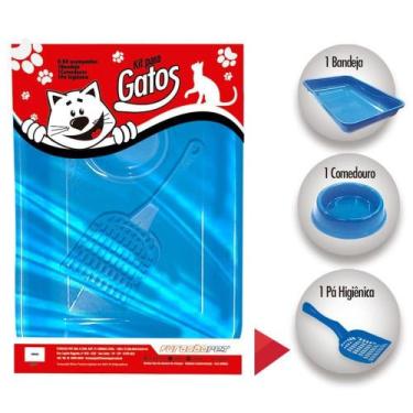 Imagem de KIT Higienico Bandeja Para Gatos Filhotes Caixa de Areia Gatos - AZUL 