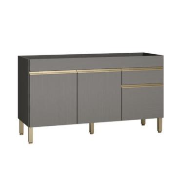 Imagem de Balcão de Cozinha para Pia 150 Cm Line 3 Portas 1 Gaveta Gris - Kits P