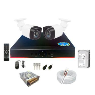 Imagem de Kit CFTV 2 Câmeras Full HD 2MP + DVR 04 Canais 1080P 6x1 - POLICFTV