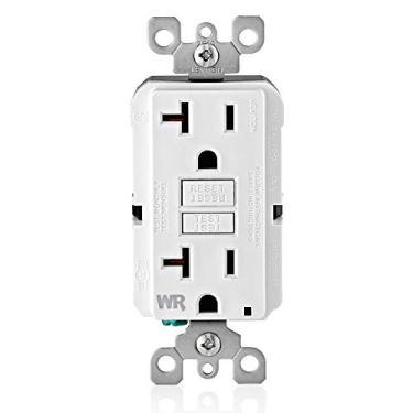 Imagem de Leviton Receptáculo GFWR2-W autoteste SmartlockPro Slim GFCI resistente a intempéries com indicador LED, 20 A, branco
