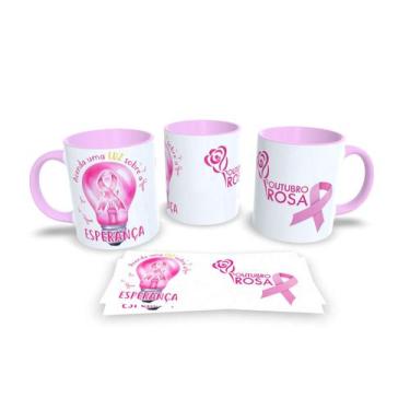 Imagem de Canecas Rosa de Porcelana Personalizadas Outubro Rosa - Estampa Sublim