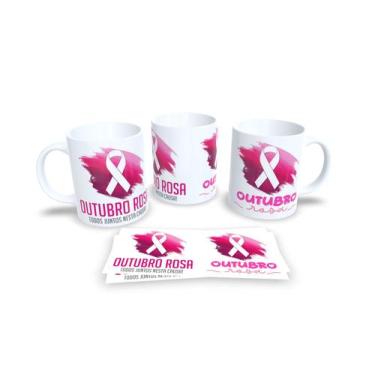 Imagem de Canecas Branca de Porcelana Personalizadas Outubro Rosa - Estampa Subl