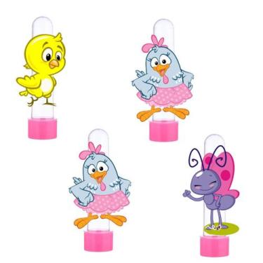 Imagem de 20 Tubetes Personalizado Lembrancinha Galinha Pintadinha Rosa - Barbar