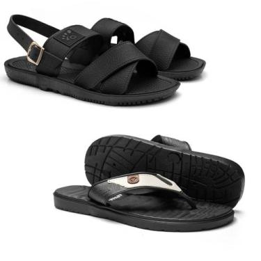 Imagem de Kit de Sandália + Chinelo Masculino Confortável e Ortopédico - APUANA,