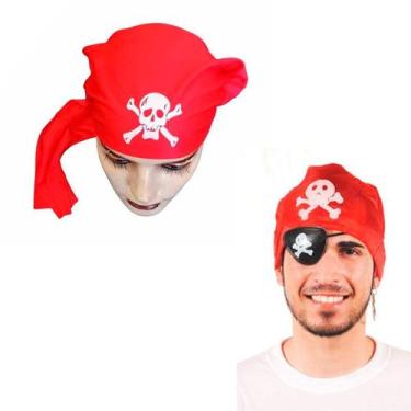 Imagem de Kit Pirata Com Bandana Brinco E Tapa Olho Carnaval Festa - GabiJovi
