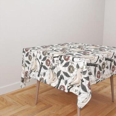 Imagem de Toalha De Mesa Quadrada 4 Lugares Tecido Oxford Passarinhos Floral Cin