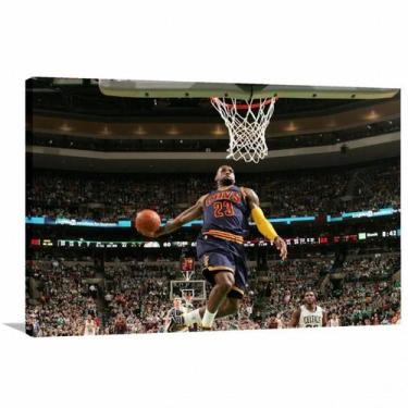 Imagem de Quadro decorativo LeBron James Enterrando NBA Tela em Tecido - Wall Fr