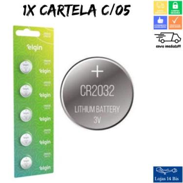 Imagem de 5 Pilha Bateria CR2032 Tipo Moeda 1 Cartela c/ 5 Baterias Energy Elgin