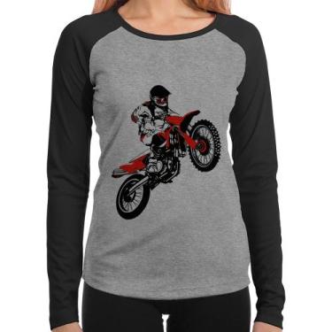 Imagem de Baby Look Raglan Motocross Jump Vermelha Manga Longa - Foca na Moda, C