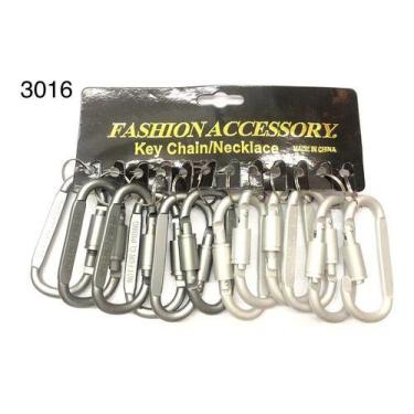 Imagem de Kit 12 Chaveiro Mosquetão 3016 Metal Alumínio Fumê - oem