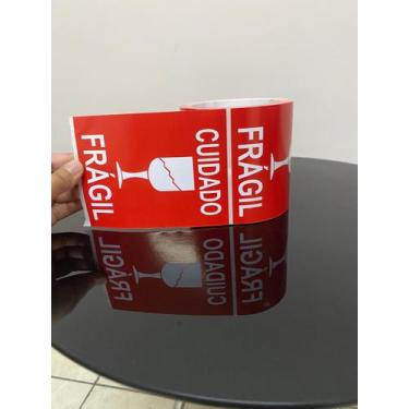 Imagem de Etiqueta Adesiva Frágil 100x130 Cor Vermelho - ROLO C/ 250und - Rprint