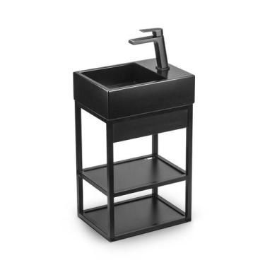 Imagem de Gabinete para Banheiro Suspenso de Ferro Steel 40x30cm Venturi, Preto